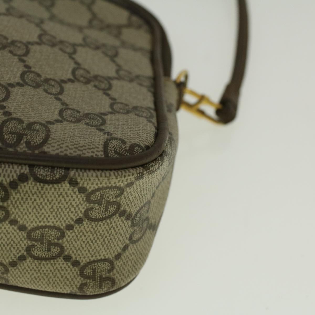 GUCCI GG Canvas Shoulder Bag PVC Leather Beige th4288