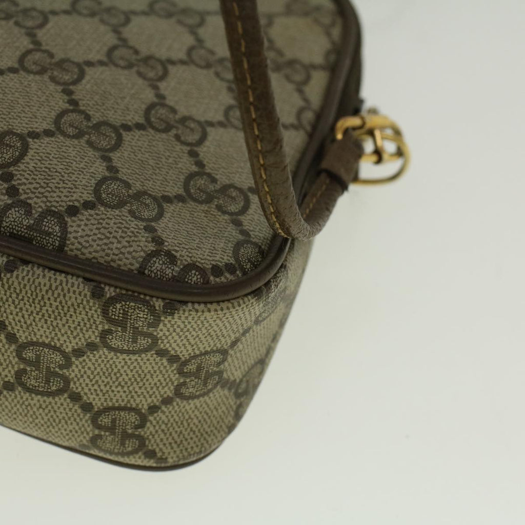 GUCCI GG Canvas Shoulder Bag PVC Leather Beige th4288