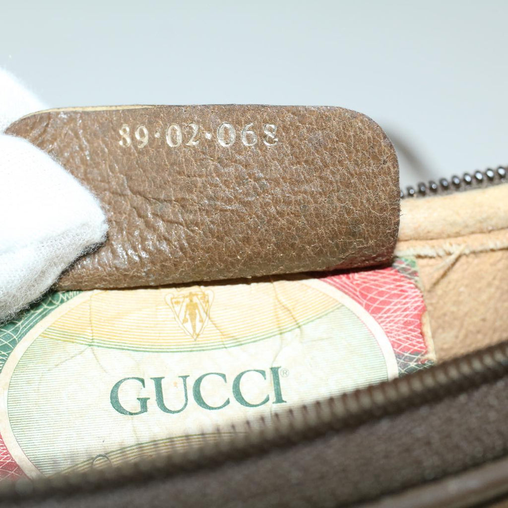 GUCCI GG Canvas Shoulder Bag PVC Leather Beige th4288