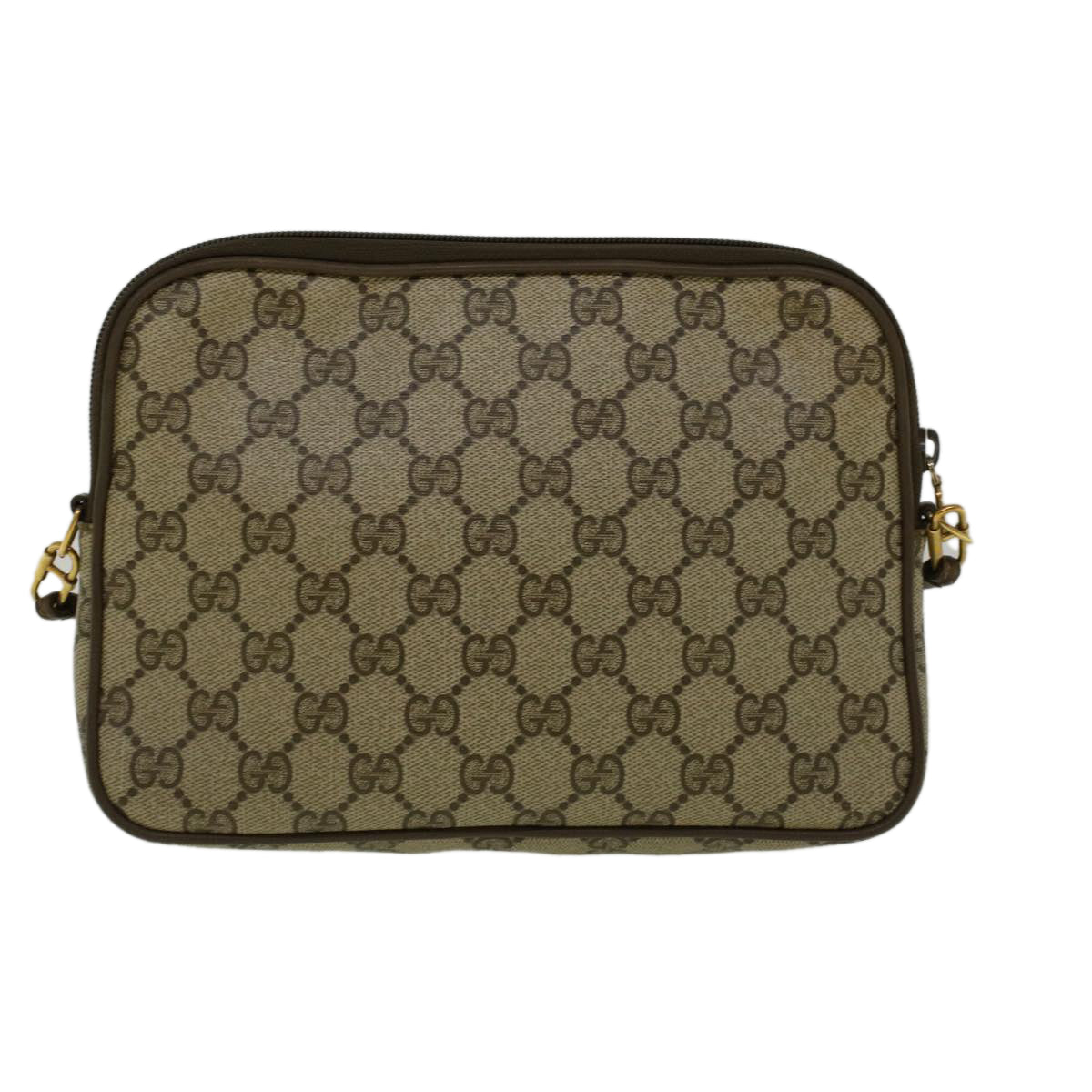 GUCCI GG Canvas Shoulder Bag PVC Leather Beige th4288
