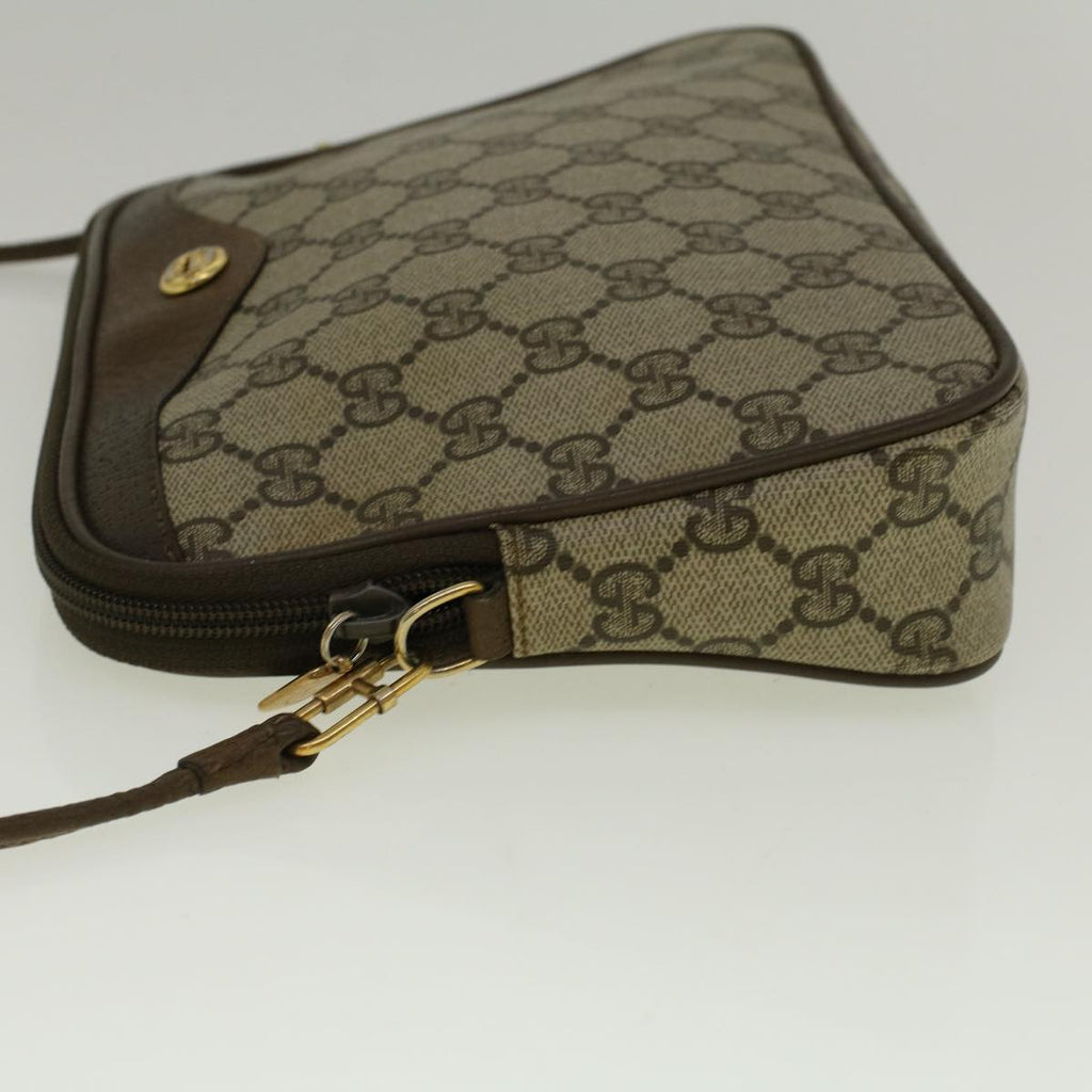 GUCCI GG Canvas Shoulder Bag PVC Leather Beige th4288