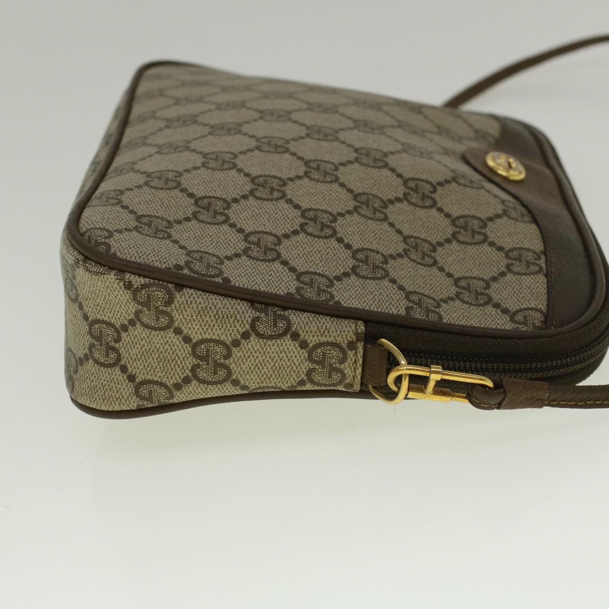 GUCCI GG Canvas Shoulder Bag PVC Leather Beige th4288
