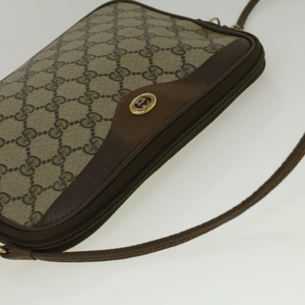 GUCCI GG Canvas Shoulder Bag PVC Leather Beige th4288