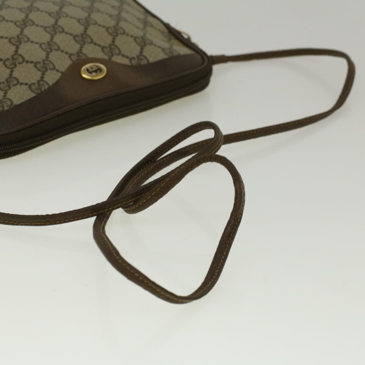 GUCCI GG Canvas Shoulder Bag PVC Leather Beige th4288