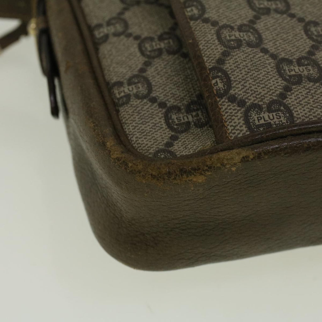 GUCCI GG PLUS Canvas Shoulder Bag PVC Leather Beige th4289