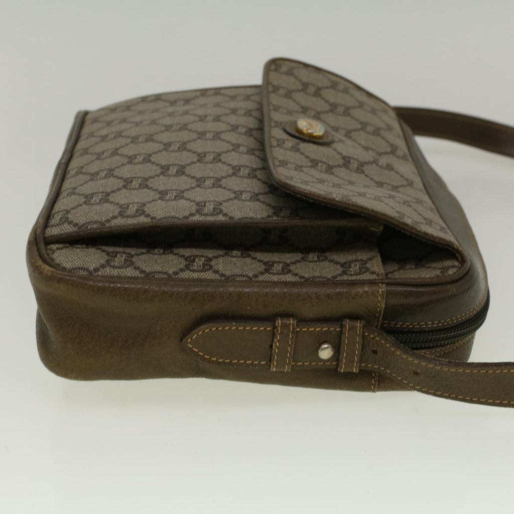 GUCCI GG PLUS Canvas Shoulder Bag PVC Leather Beige th4289