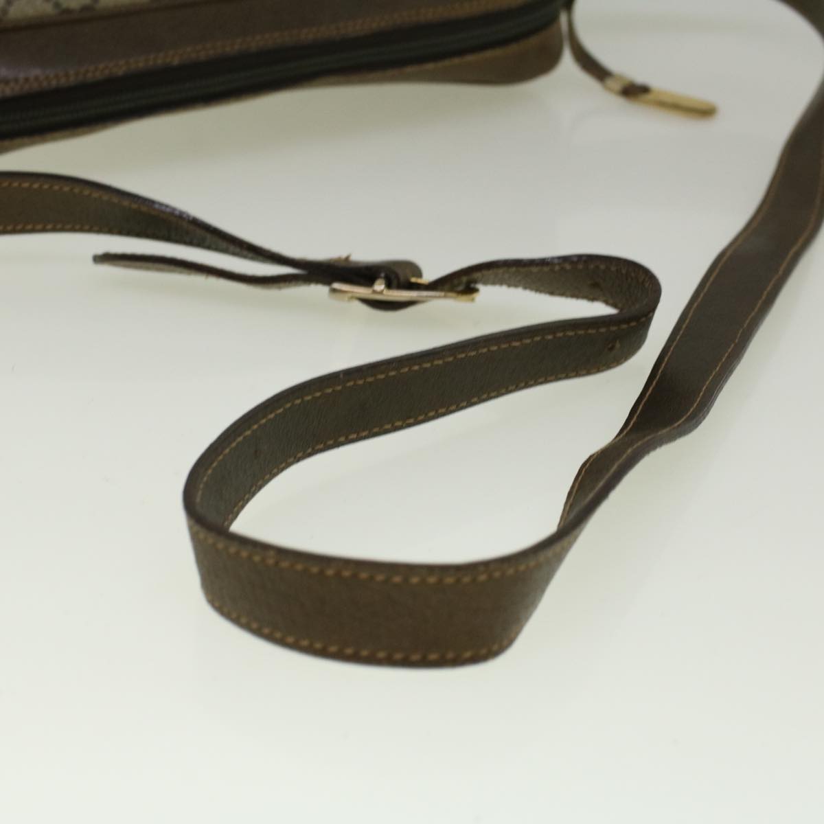 GUCCI GG PLUS Canvas Shoulder Bag PVC Leather Beige th4289