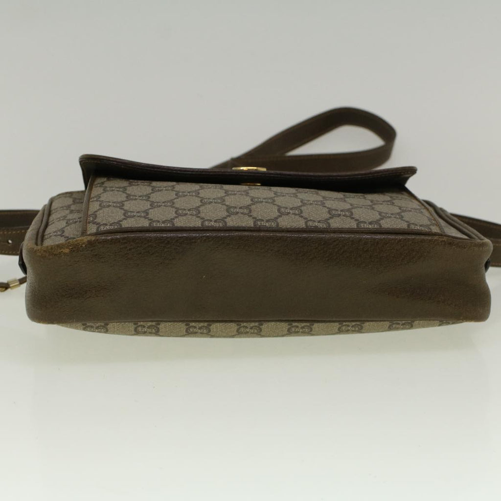 GUCCI GG PLUS Canvas Shoulder Bag PVC Leather Beige th4289