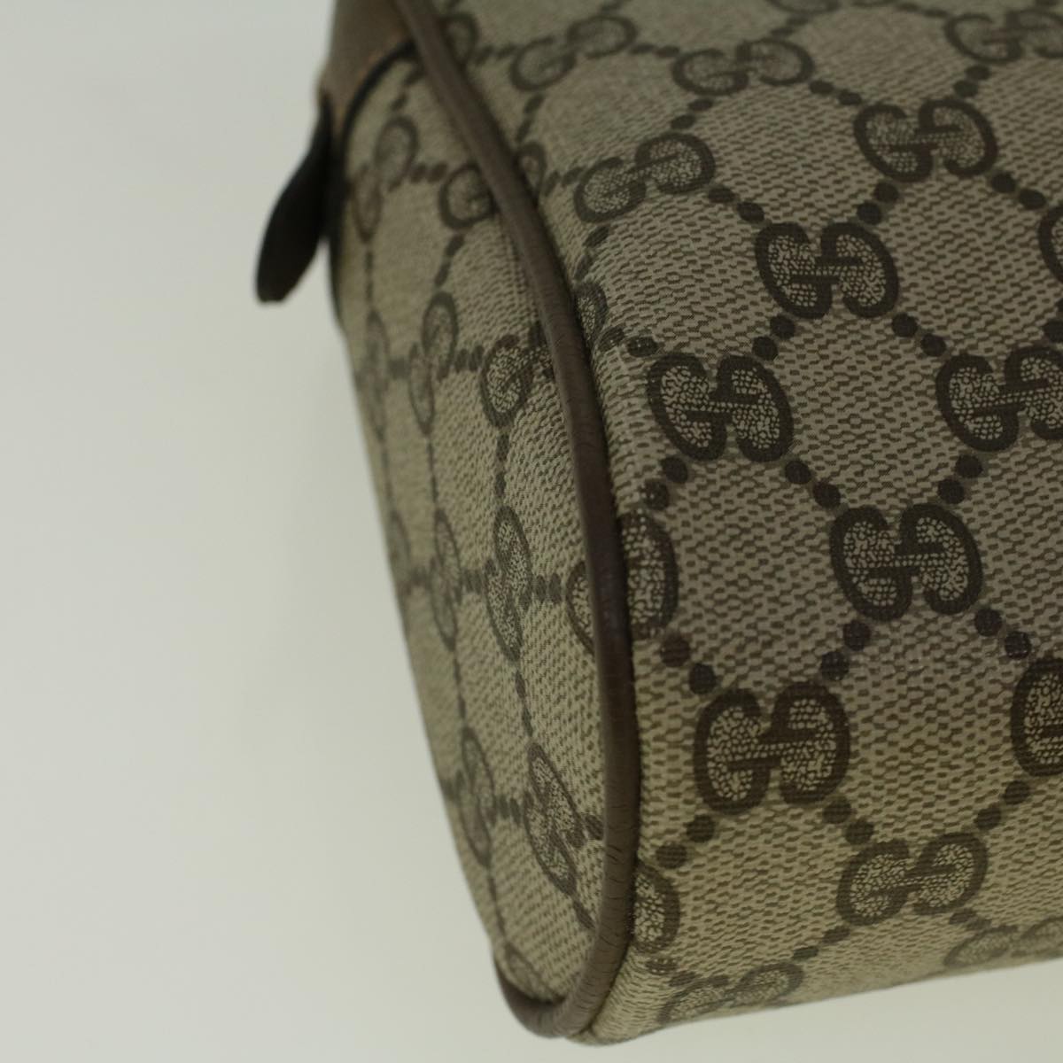 GUCCI GG Canvas Web Sherry Line Clutch Bag PVC Leather Beige Green th4290