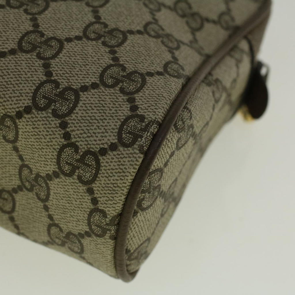 GUCCI GG Canvas Web Sherry Line Clutch Bag PVC Leather Beige Green th4290