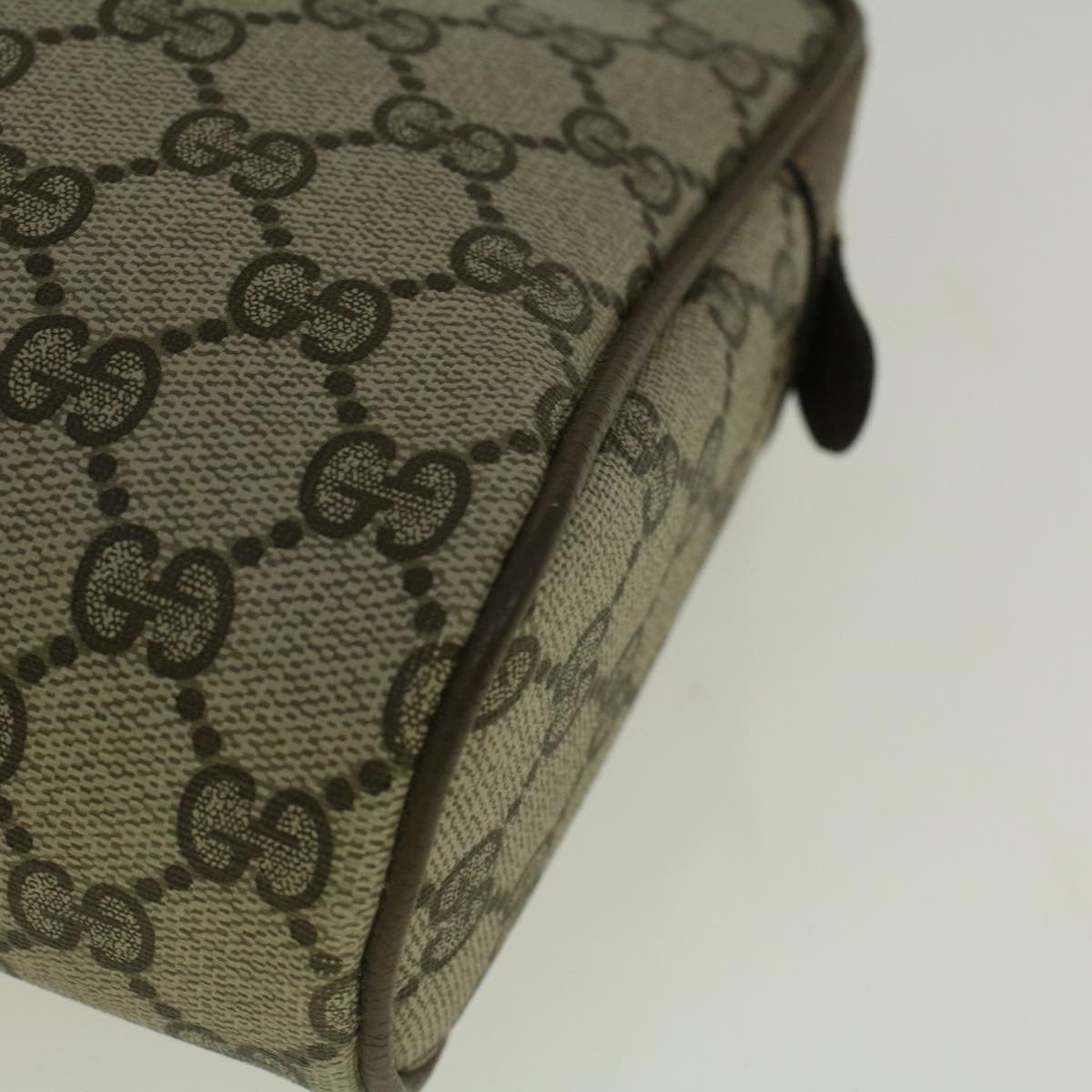 GUCCI GG Canvas Web Sherry Line Clutch Bag PVC Leather Beige Green th4290