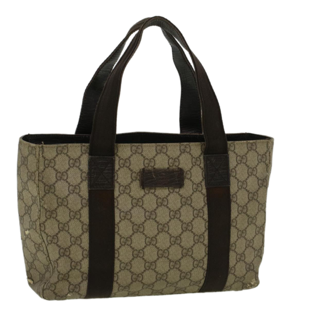 GUCCI GG Canvas Hand Bag Coated Canvas Beige 141976 th4296