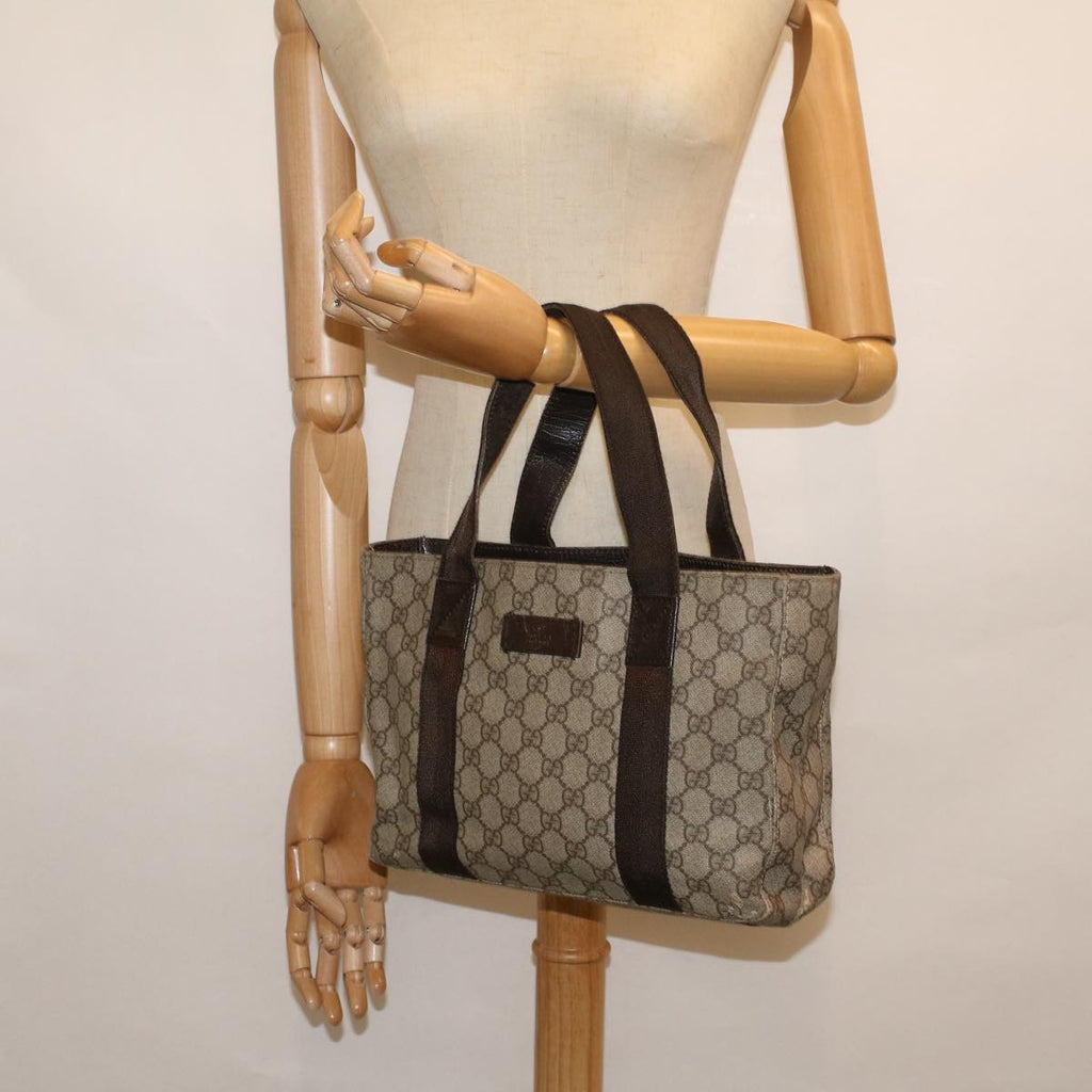 GUCCI GG Canvas Hand Bag Coated Canvas Beige 141976 th4296