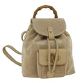 GUCCI Bamboo Backpack Suede Beige th4299