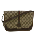 GUCCI GG Canvas Web Sherry Line Shoulder Bag PVC Leather Beige Green th4302