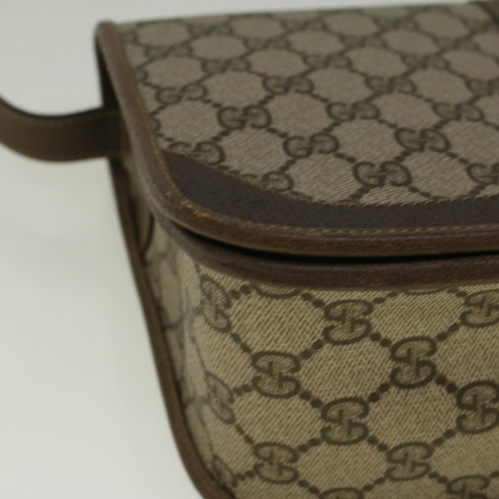 GUCCI GG Canvas Web Sherry Line Shoulder Bag PVC Leather Beige Green th4302