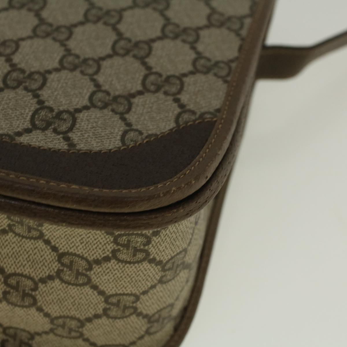 GUCCI GG Canvas Web Sherry Line Shoulder Bag PVC Leather Beige Green th4302