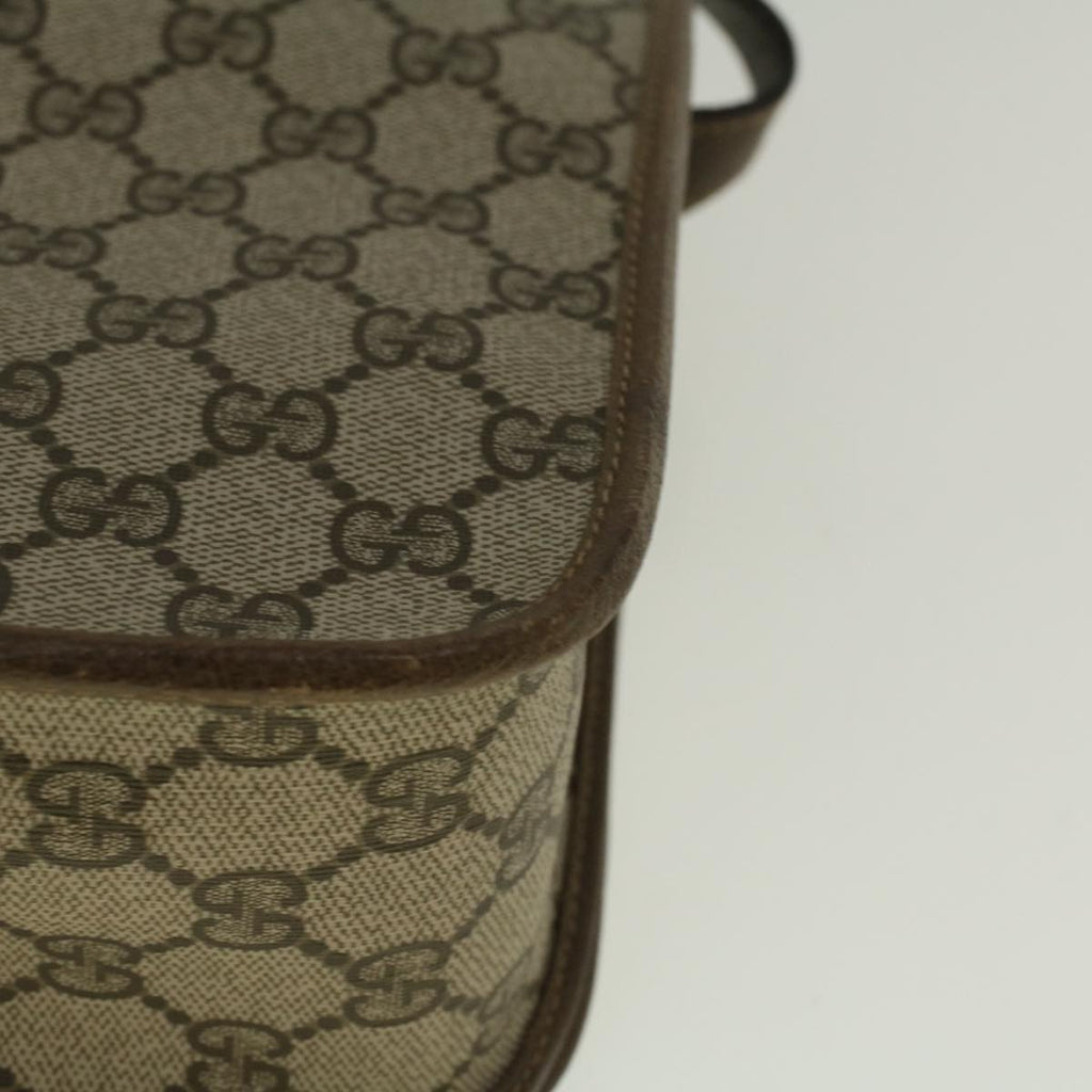 GUCCI GG Canvas Web Sherry Line Shoulder Bag PVC Leather Beige Green th4302