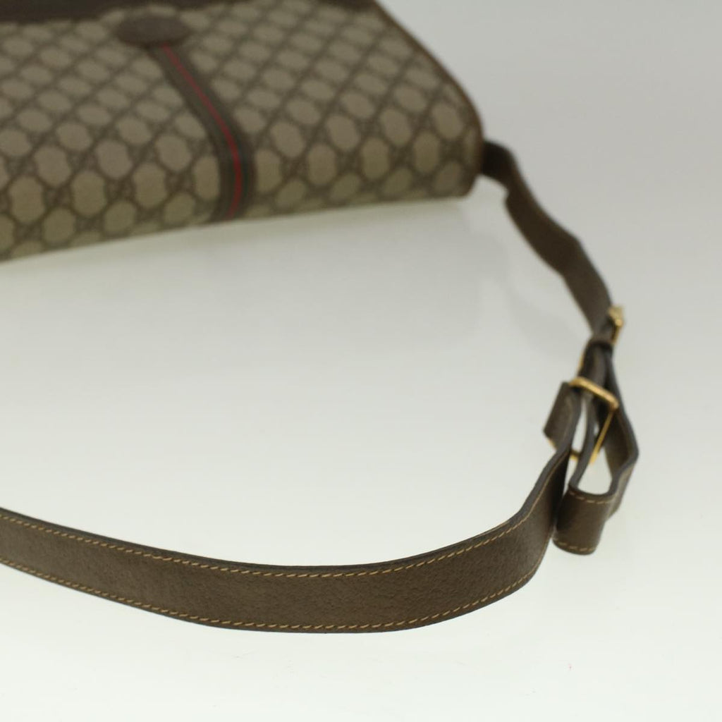 GUCCI GG Canvas Web Sherry Line Shoulder Bag PVC Leather Beige Green th4302