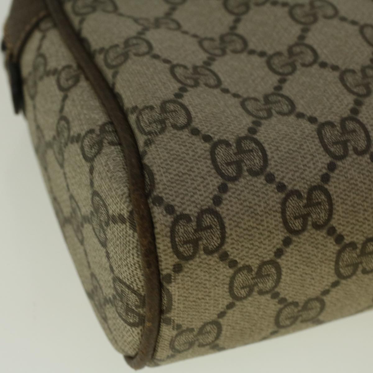 GUCCI GG Canvas Web Sherry Line Clutch Bag PVC Leather Beige Green th4309