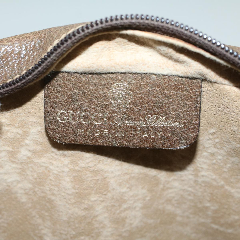 GUCCI GG Canvas Web Sherry Line Clutch Bag PVC Leather Beige Green th4309