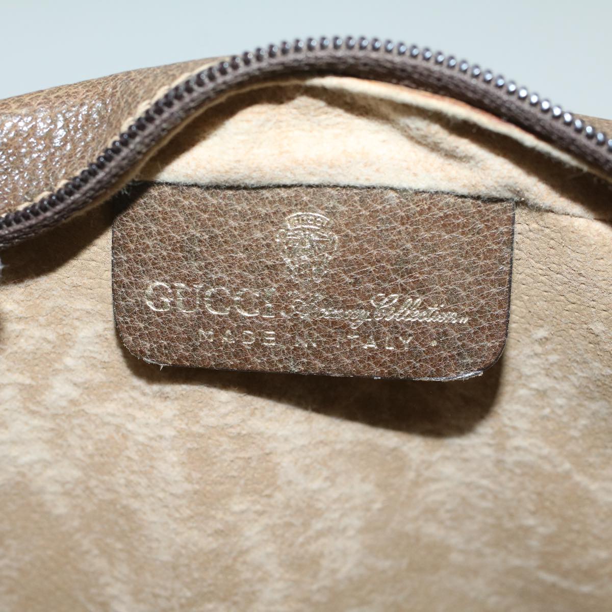 GUCCI GG Canvas Web Sherry Line Clutch Bag PVC Leather Beige Green th4309