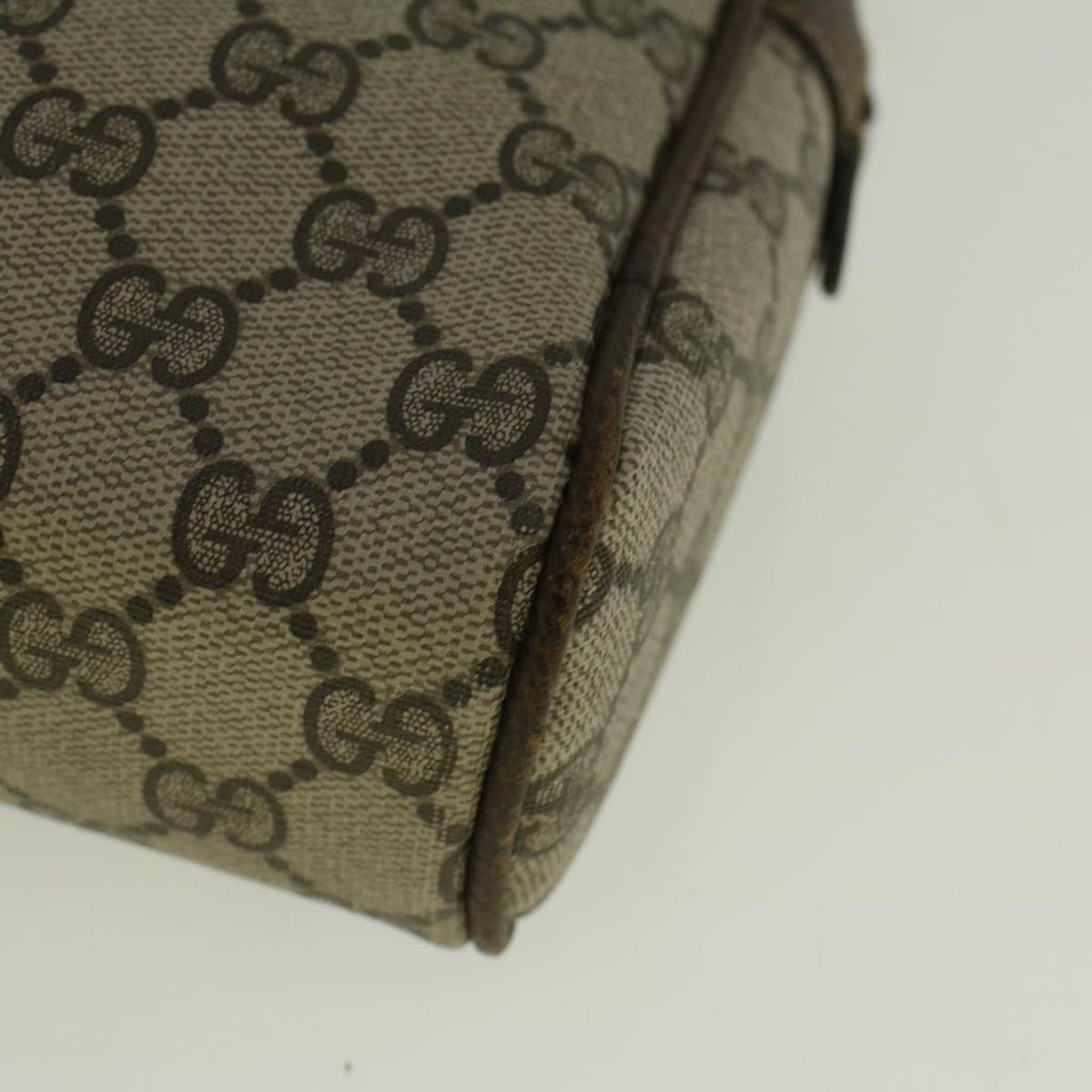 GUCCI GG Canvas Web Sherry Line Clutch Bag PVC Leather Beige Green th4309