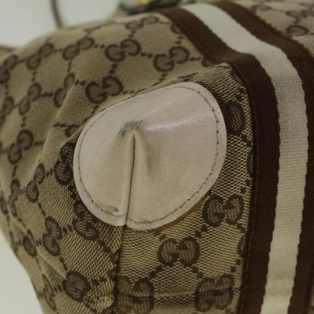 GUCCI GG Canvas Sherry Line Bamboo Tote Bag Canvas Beige 137396 th4311