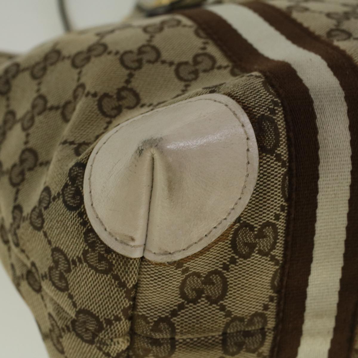 GUCCI GG Canvas Sherry Line Bamboo Tote Bag Canvas Beige 137396 th4311
