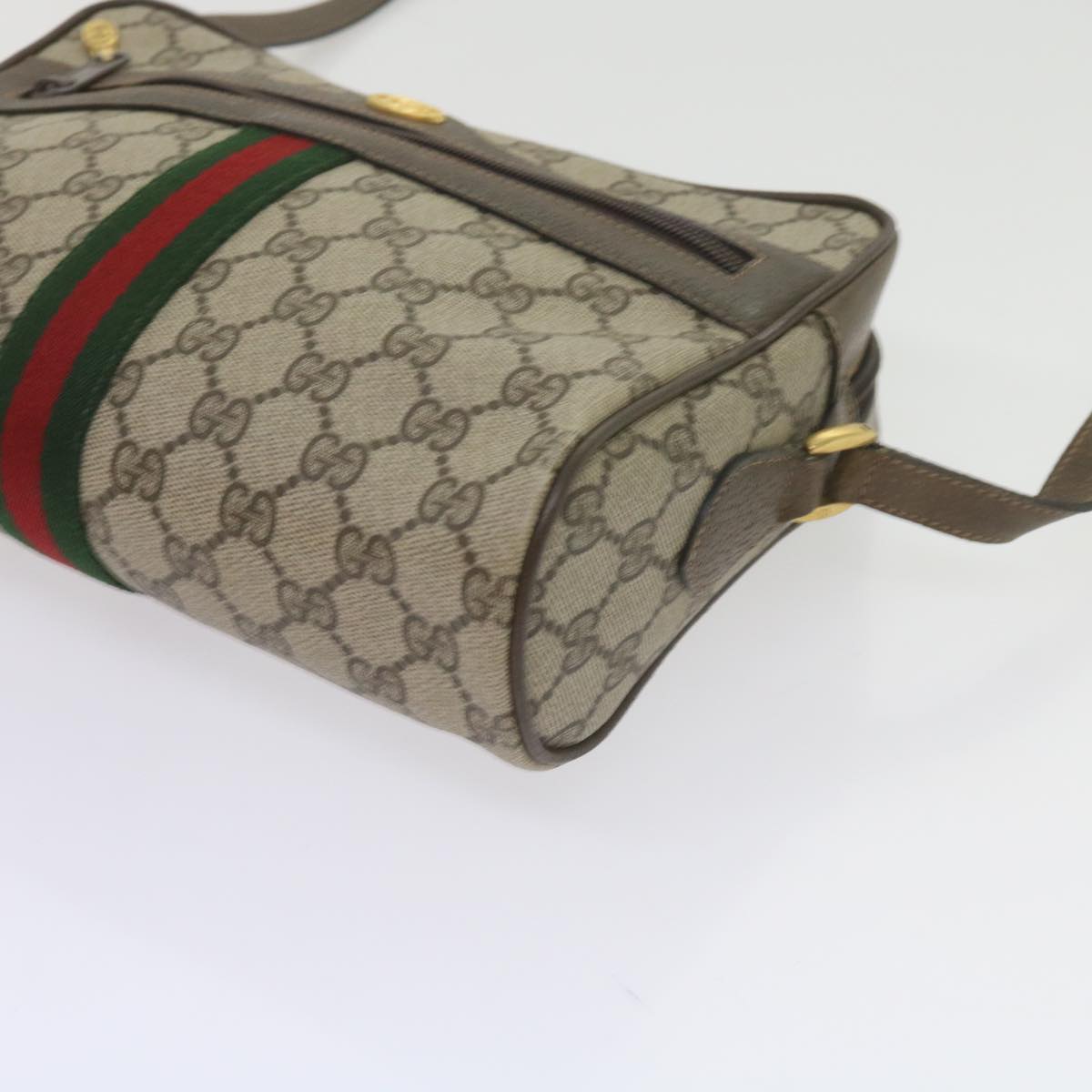 GUCCI GG Supreme Web Sherry Line Shoulder Bag Beige Red 72 02 005 th4314