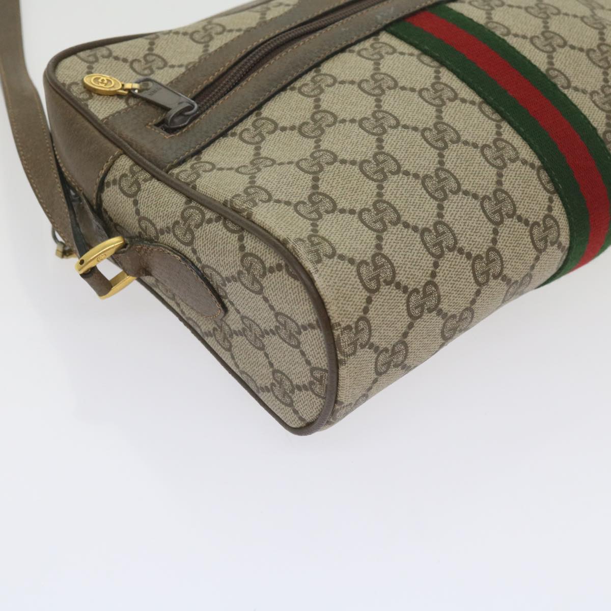 GUCCI GG Supreme Web Sherry Line Shoulder Bag Beige Red 72 02 005 th4314