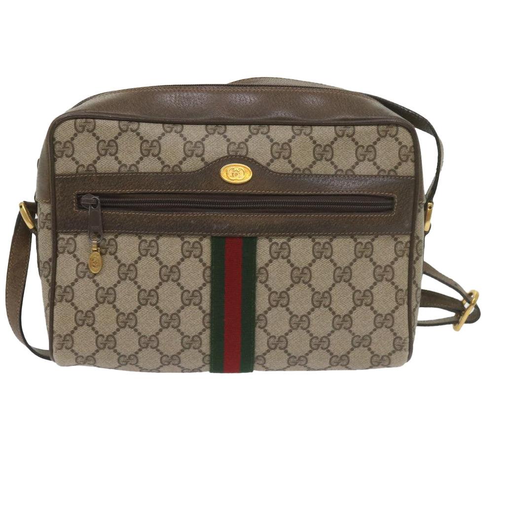 GUCCI GG Supreme Web Sherry Line Shoulder Bag Beige Red 72 02 005 th4314