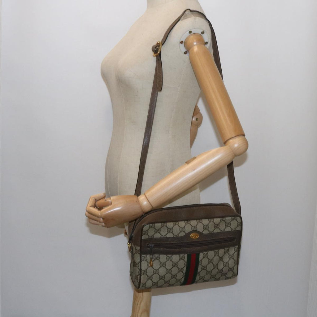 GUCCI GG Supreme Web Sherry Line Shoulder Bag Beige Red 72 02 005 th4314