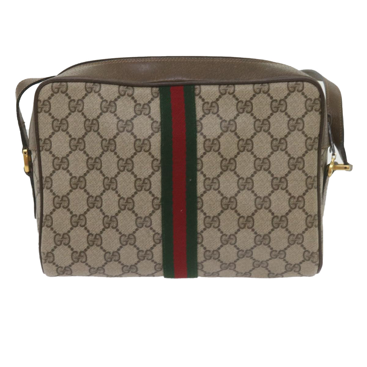 GUCCI GG Supreme Web Sherry Line Shoulder Bag Beige Red 72 02 005 th4314