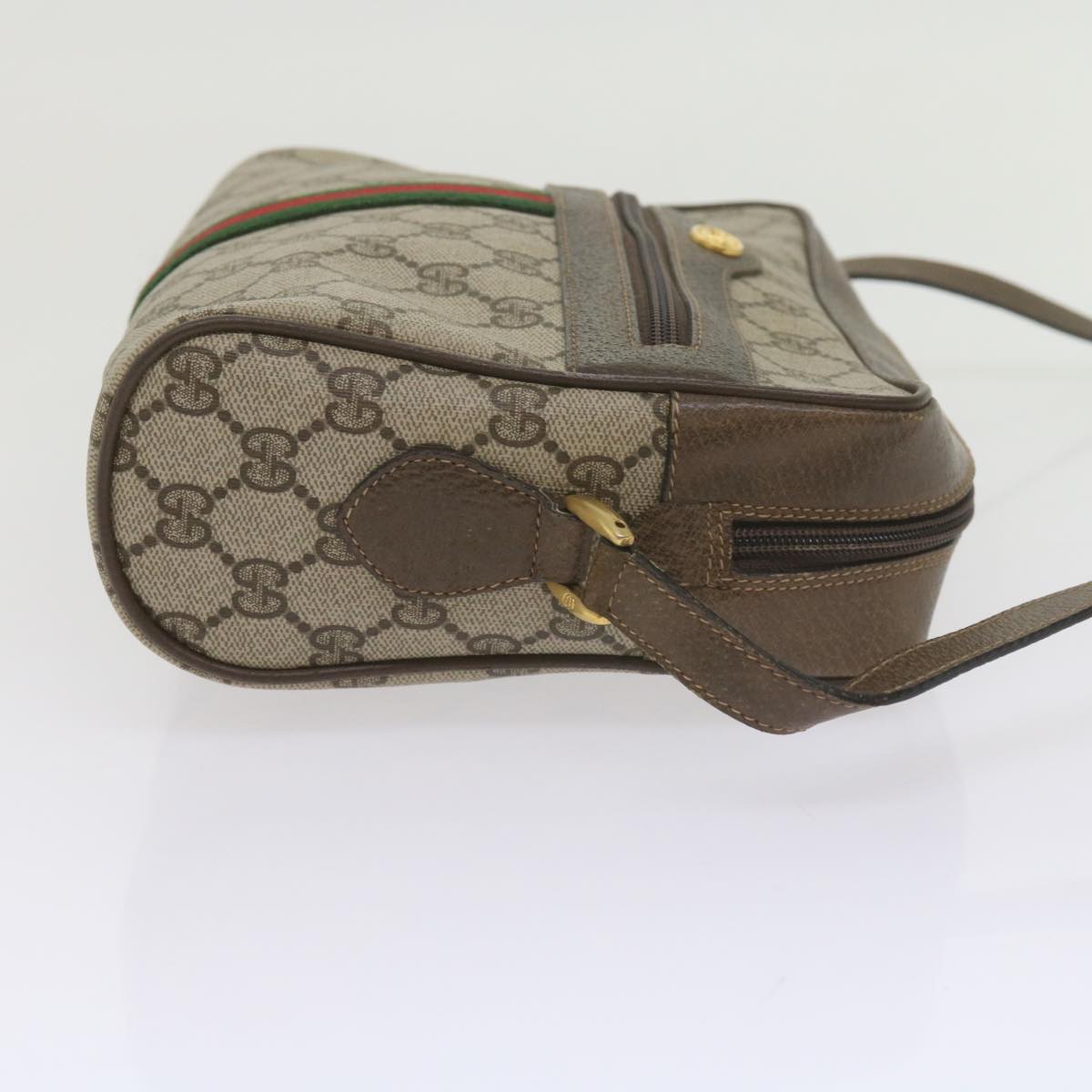 GUCCI GG Supreme Web Sherry Line Shoulder Bag Beige Red 72 02 005 th4314
