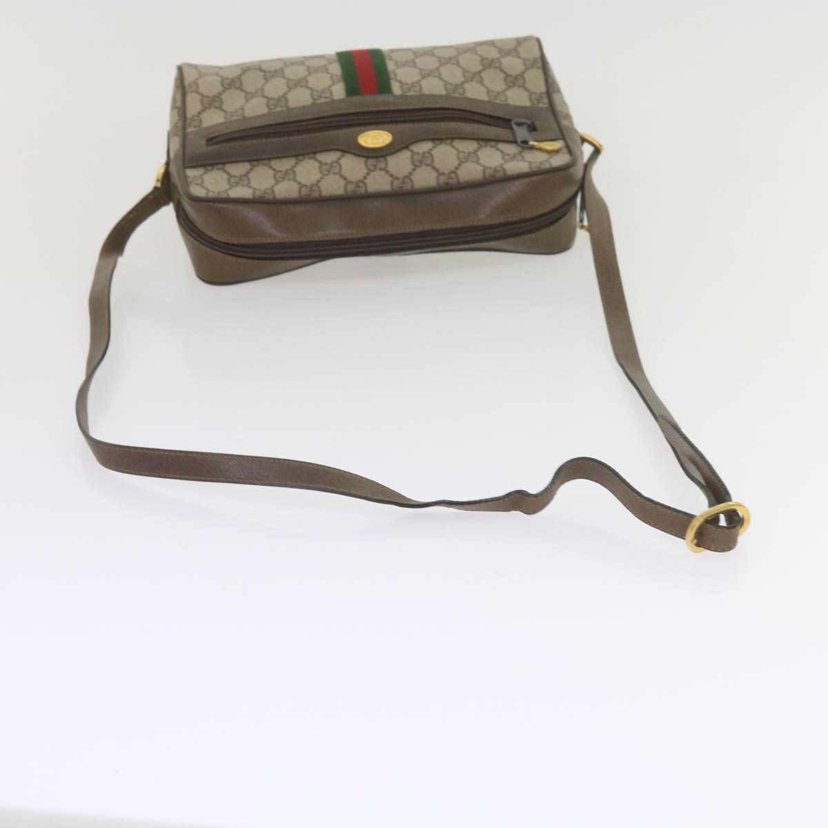 GUCCI GG Supreme Web Sherry Line Shoulder Bag Beige Red 72 02 005 th4314