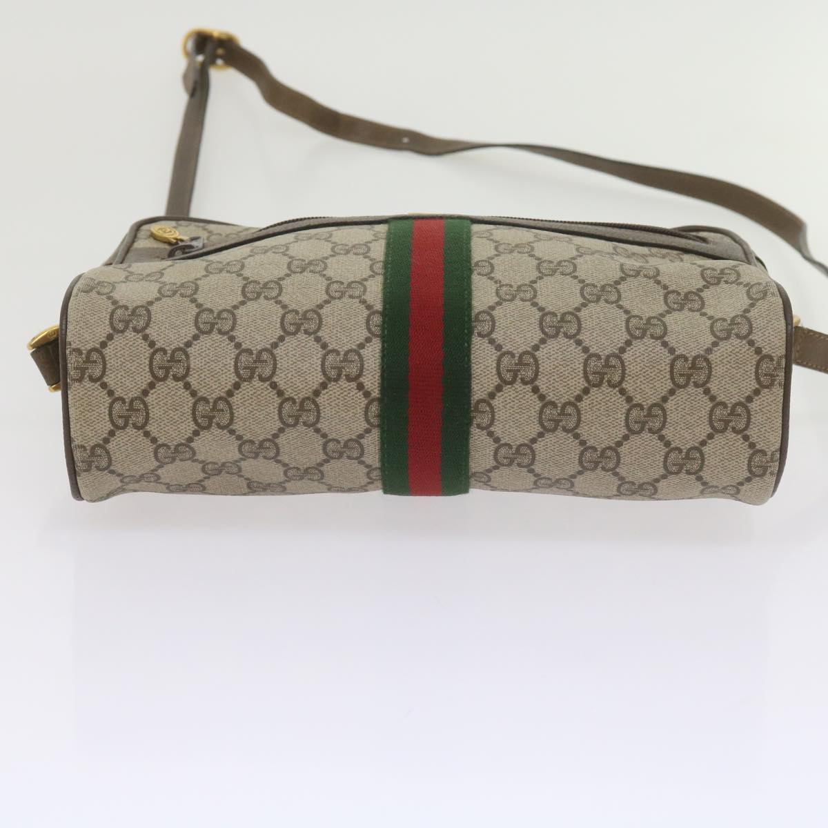 GUCCI GG Supreme Web Sherry Line Shoulder Bag Beige Red 72 02 005 th4314