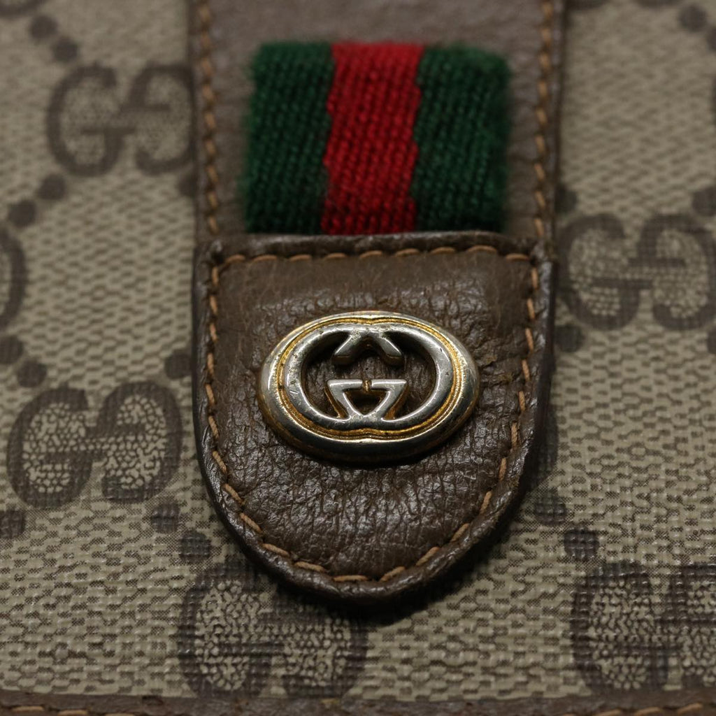 GUCCI GG Supreme Web Sherry Line Clutch Bag Beige Red 89 01 030 th4315