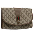 GUCCI GG Supreme Web Sherry Line Clutch Bag Beige Red 89 01 030 th4315