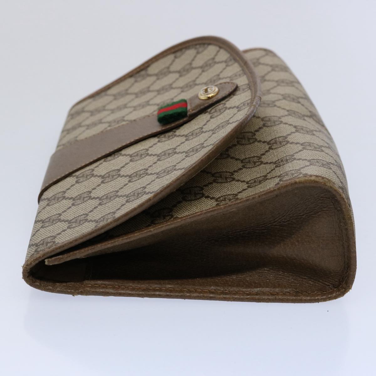 GUCCI GG Supreme Web Sherry Line Clutch Bag Beige Red 89 01 030 th4315