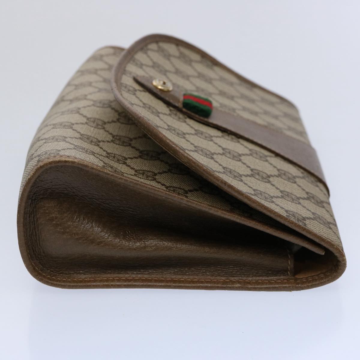 GUCCI GG Supreme Web Sherry Line Clutch Bag Beige Red 89 01 030 th4315