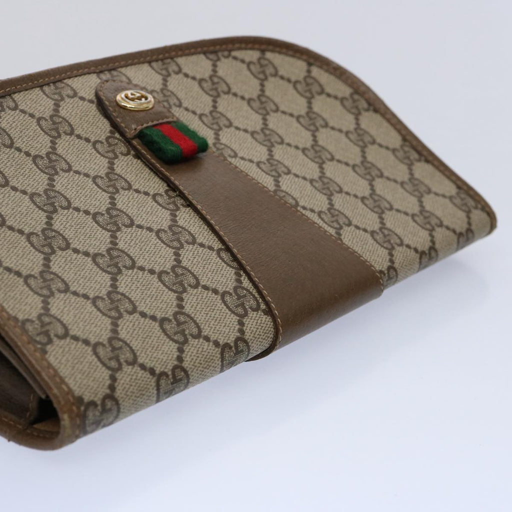 GUCCI GG Supreme Web Sherry Line Clutch Bag Beige Red 89 01 030 th4315
