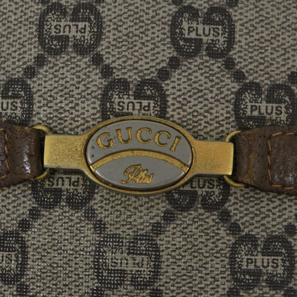 GUCCI GG Plus Supreme Shoulder Bag PVC Leather Beige th4318