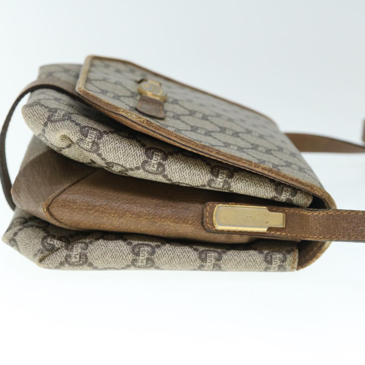 GUCCI GG Plus Supreme Shoulder Bag PVC Leather Beige th4318