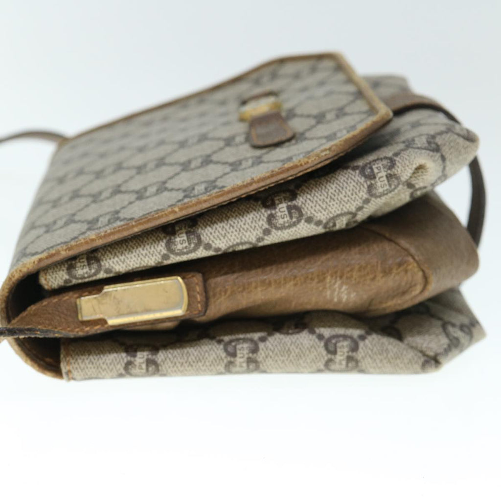 GUCCI GG Plus Supreme Shoulder Bag PVC Leather Beige th4318