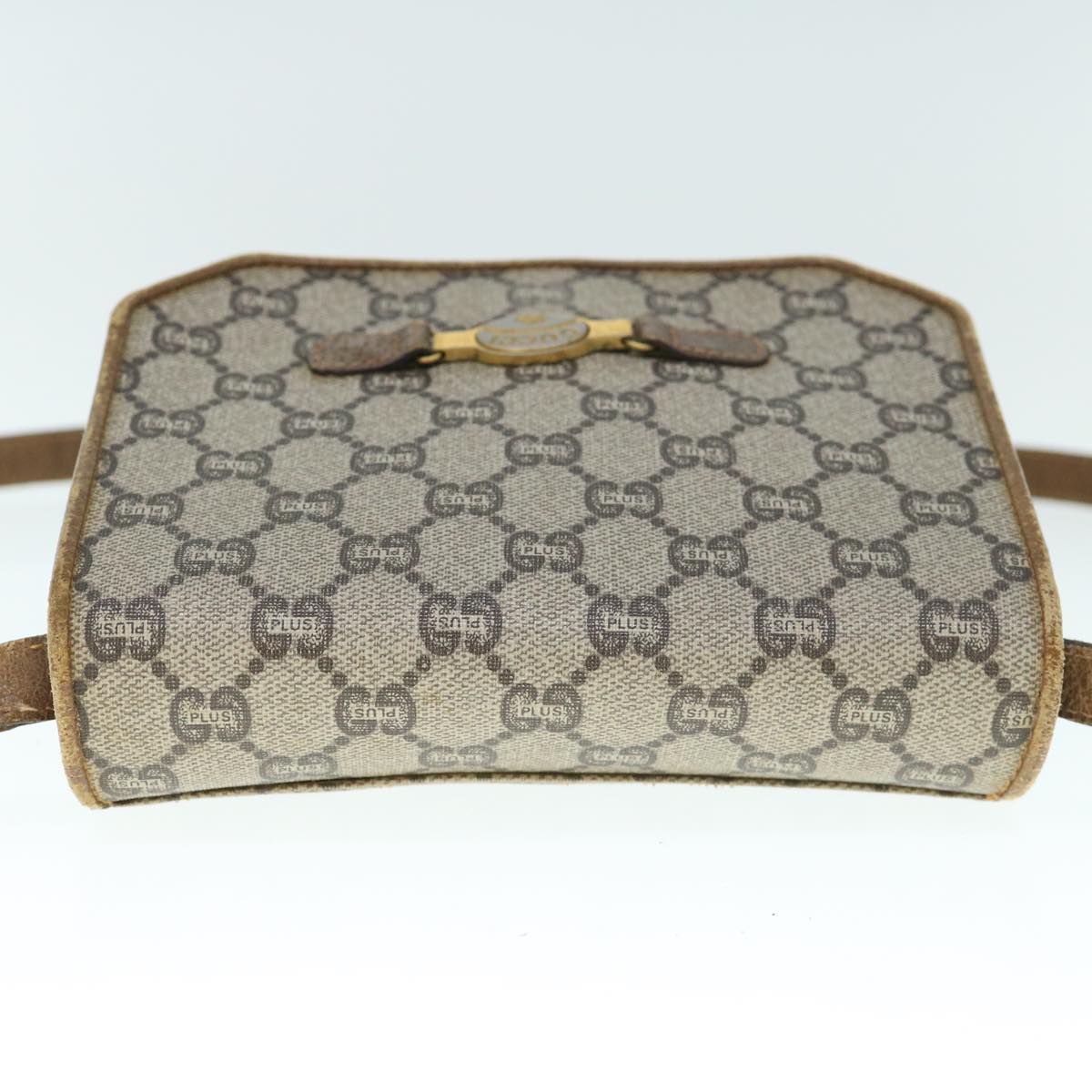 GUCCI GG Plus Supreme Shoulder Bag PVC Leather Beige th4318