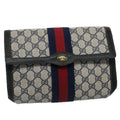 GUCCI GG Supreme Sherry Line Clutch Bag Red Navy 84 01 006 th4322