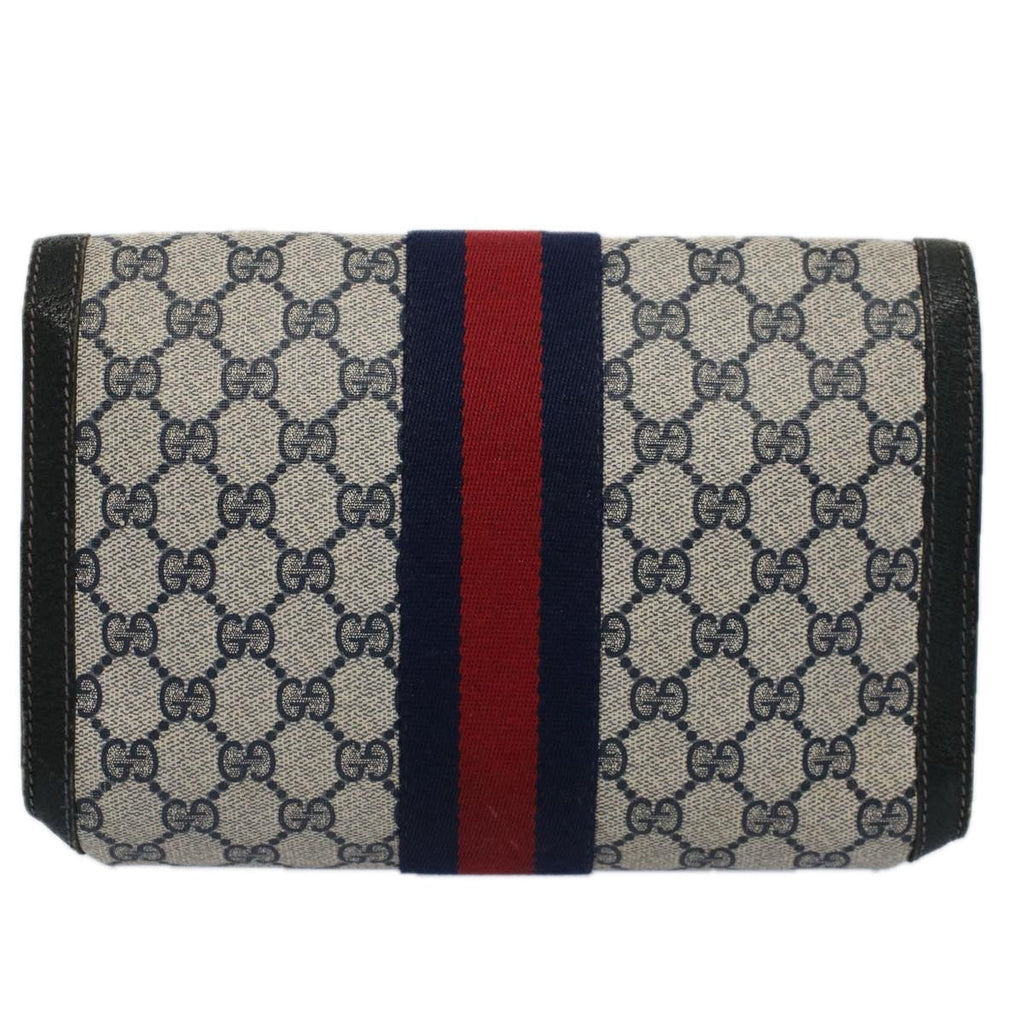 GUCCI GG Supreme Sherry Line Clutch Bag Red Navy 84 01 006 th4322