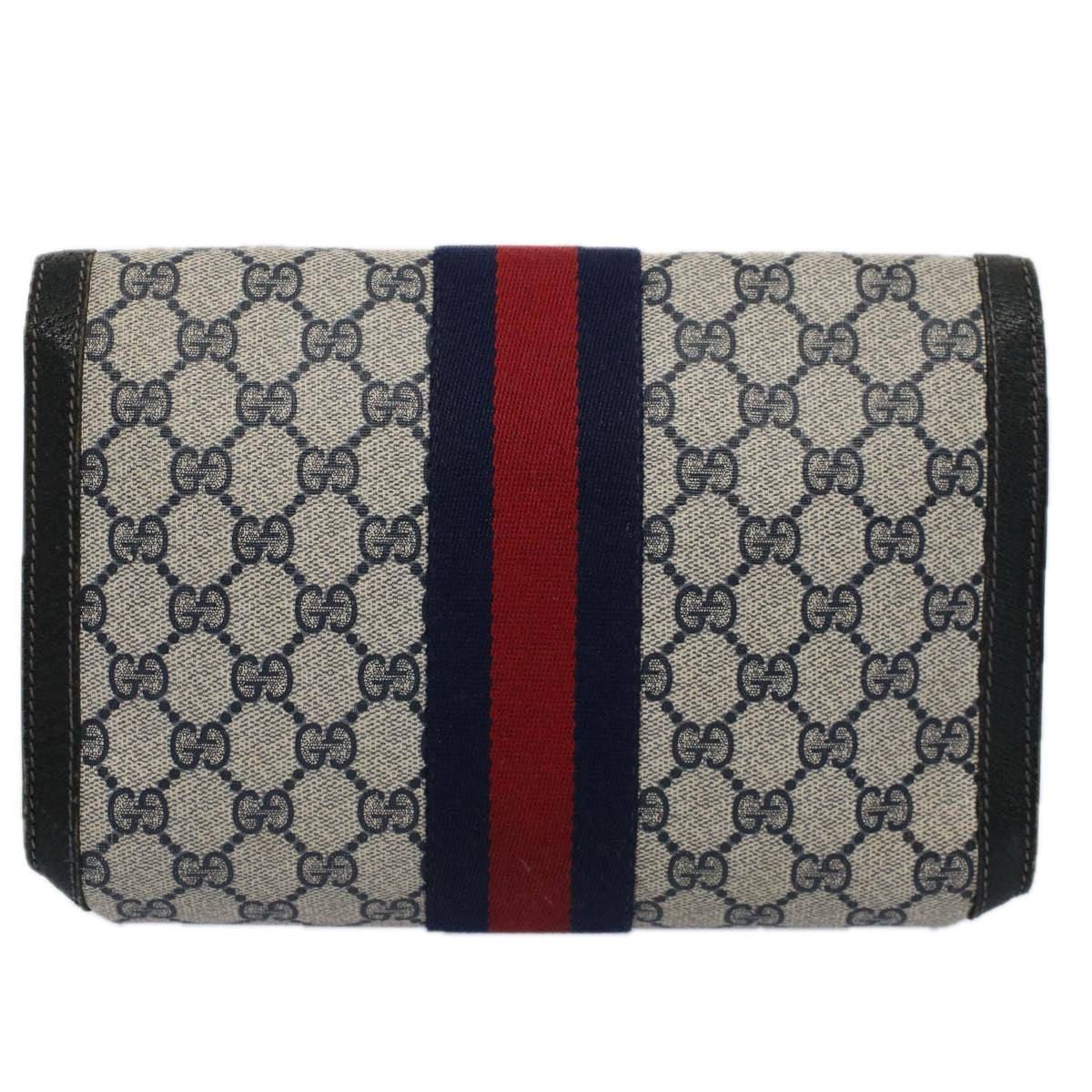 GUCCI GG Supreme Sherry Line Clutch Bag Red Navy 84 01 006 th4322