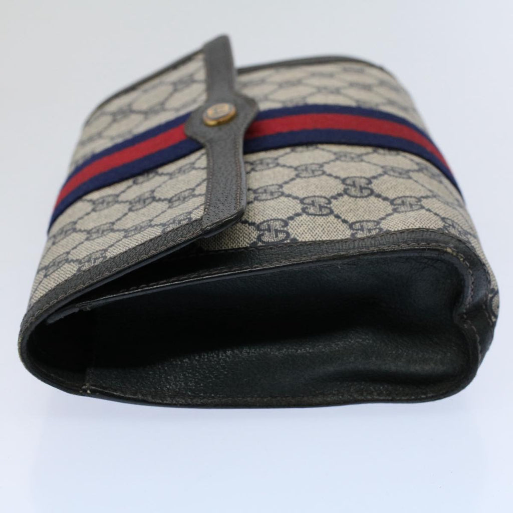 GUCCI GG Supreme Sherry Line Clutch Bag Red Navy 84 01 006 th4322